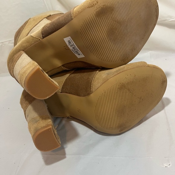 Torrid Boots Patchwork Booties Peep toe Boots Brown Tan Cream Women - Picture 9 of 16